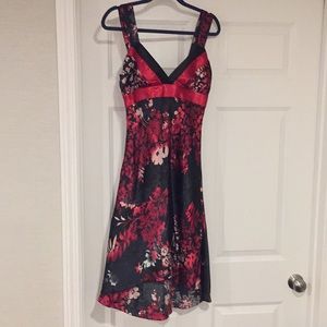 Black and red flower print dress